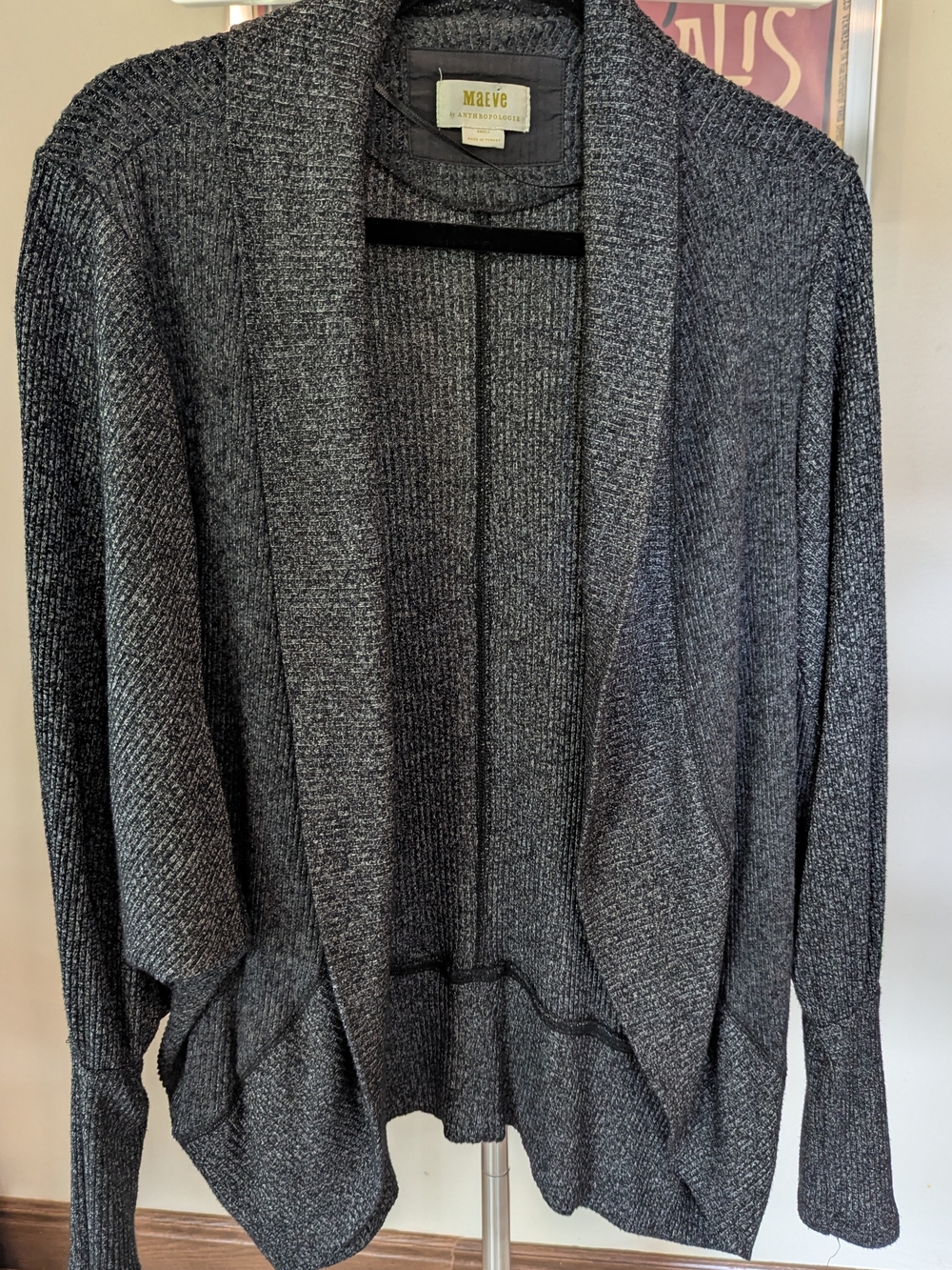 $28 Maeve by Anthropologie Size S Ingrid Cocoon Open Front Cardigan Gray EUC